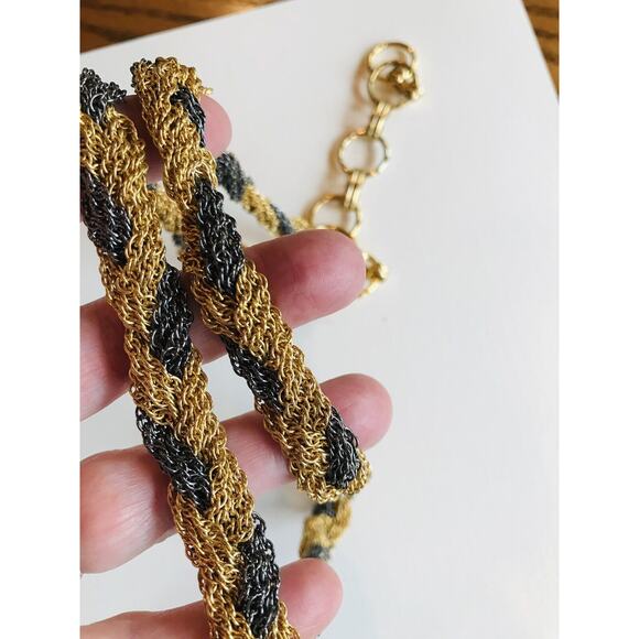 Vintage Goldtone and Black Braided Chain Statement 32" Necklace - Picture 6 of 7